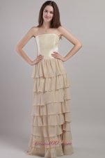 New Champagne Empire Strapless Floor-length Chiffon and Satin Mother Of The Bride Dress
