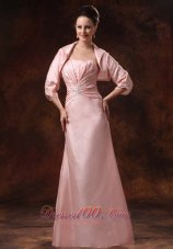 Popular Baby Pink Ruch and Appliques Mother Of The Bride Dress With Jacket For Custom Made In College Park Georgia
