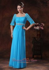 Popular Beaded Decorate Square Sky Blue Mother Of The Bride Dress