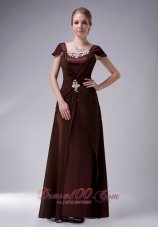 Discount Beautiful Brown Column Square Mother Of The Bride Dress Chiffon Beaidng Floor-length