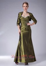 Discount Beauty Olive Green Column Halter Mother Of The Bride Dress Ankle-length Taffeta Beading