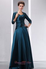 Discount Peacock Green A-line Spaghetti Straps Appliques With Beading Mother Of The Bride Dress Floor-length Taffeta