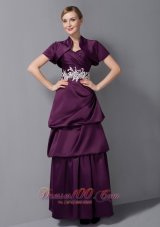 Elegant Cute Dark Purple Mother Of The Bride Dress Column Sweetheart Appliques Ankle-length