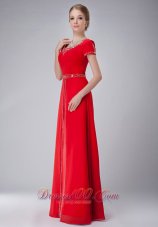 Elegant Beautiful Red Scoop Neckline Modest Mother Of The Bride Dress Chiffon Beading