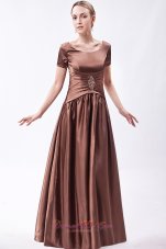 Elegant Brown A-line Scoop Floor-length Taffeta Beading Mother Of The Bride Dress