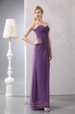 Elegant Beautiful Purple Column Sweetheart Ruch Mother Of The Bride Dress Floor-length Chiffon
