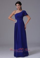 2013 Custom Made Peacock Blue One Shoulder 2013 Prom Dress Beading and Ruch In Alabama