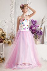 2013 Baby Pink Prom Dress A-line Sweetheart Floor-length Colorful Appliques