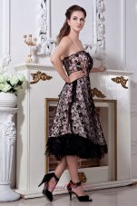 2013 Black Junior Prom Dress A-line / Princess Spaghetti Straps Tea-length Lace