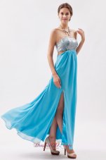 2013 Aqua Empire Strapless Ankle-length Chiffon and Sequin Evening Dress