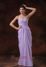 Best Beading Lilac Empire Beading Chiffon Sweetheart Prom Dress Floor-length