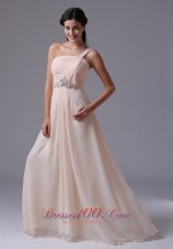 Best Wholesale Empire Baby Pink One Shoulder Newtown Connecticut Prom Dress With Ruch and Beading
