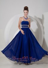 Best Royal Blue Empire Strapless Prom Dress Chiffon Beading