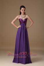 Best Purple Empire Sweetheart Floor-length Taffeta and Chiffon Beading Prom Dress