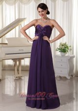 Best Sweetheart Beaded Dark Purple Prom / Evening Dress Satin and Chiffon