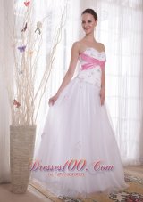 Best White A-Line / Princess Sweetheart Floor-length Tulle and Taffeta Beading and Rhinestones Prom / Evening Dress