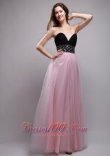 Best Baby Pink Sweetheart Floor-length Neet Beading Prom / Evening Dress