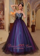 Best Purple A-line Sweetheart Floor-length Organza Beading Prom / Pageant Dress