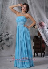 Best Sioux Center Iowa Pleat Decorate Bodice Beaded Decorate Wasit Aqua Blue Organza Floor-length Lovely Style For 2013 Prom / Evening Dress
