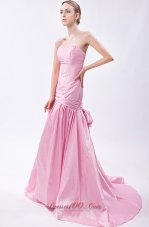 Best Baby Pink Mermaid Sweetheart Beading Prom Dress Brush Train Taffeta