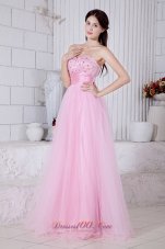 Best Baby Pink A-line Sweetheart Beading Prom / Evening Dress Floor-length Organza