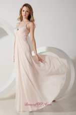Best Light Pink Homecoming Dress Empire Straps Beading Floor-length Chiffon