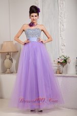 Best Exquisite Lavender Prom Dress A-line / Princess Strapless Beading Floor-length Tulle