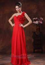 Best Flowers Decorate Shoulder Red Prom Dress In Bessemer Alabama