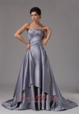 Clearence Strapless Elastic Woven Satin A-Line / Princess Brush/Sweep 2013 Prom Dress Ruched