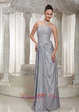 Clearence Column Strapless Appliques and Beading Floor-length Grey Prom Dress For Party