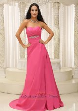 Clearence Rose Pink Sweetheart Ruched Bodice Satin Appliques For Bridesmaid Dress