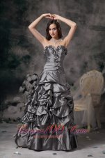 Clearence Gorgeous Grey Column Sweetheart Evening Dress Taffeta Beading Floor-length
