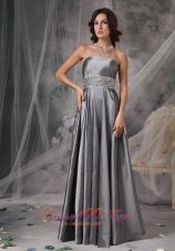Clearence Modest Dark Silver Mother of the Bride Dress A-line Strapless Taffeta Beading Floor-length