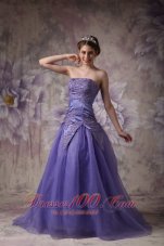 Clearence Elegant Purple A-line Strapless Prom / Evening Dress with Appliques