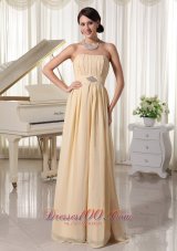 Clearence Champagne Ruch and Beading Chiffon Prom Dress For New Arrival
