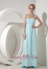Clearence Custom Made Baby Blue Elegant Bridesmaid Dress Column Sweetheart Chiffon Beading and Ruch Floor-length
