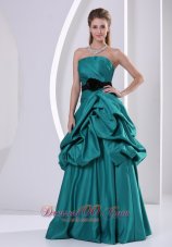 Clearence Turquoise A-line Hand Made Flower Belt and Ruch Mother Of The Bride Dress With Pick-ups