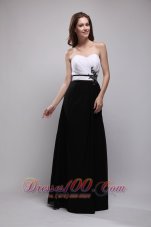 Clearence Black and White Column Sweetheart Floor-length Chiffon Appliques Prom / Evening Dress