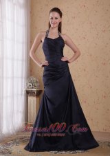 Clearence Popular A-Line / Princess Halter Floor-length Taffeta Beading Prom Dress