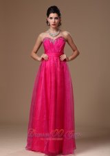 Clearence Hot Pink Beaded Empire Sweetheart Custom Made In Decatur Alabama Prom Dress
