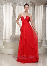 Clearence Red V-neck Chiffon Homecoming Dress With