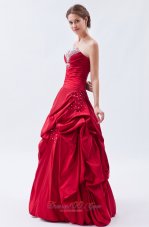 Clearence Wine Red Column / Sheath Strapless Prom Dress Sequins Taffeta Floor-length