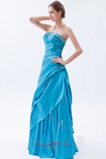 Clearence Teal A-line / Princess Strapless Prom Dress Taffeta Beading Floor-length