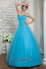 Clearence Discount Aqua Blue A-line Prom / Evening Dress Sweetheart Beading Floor-length Tulle