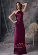 Clearence Dark Purple One Shoulder Mother Of The Bride Dress Floor-length Ruch