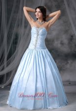 Clearence Story City Iowa Beaded Decorate Up Bodice A-line Sweetheart Neckline Organza and Taffeta Light Blue Sweet Style 2013 Prom Dress