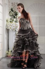 Brown A-Line / Princess Sweetheart High-low Orangza Appliques Prom/Party Dress
