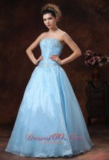 Plus Size Baby Blue Appliques Bodice and Sweetheart For Prom Dress