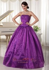 Plus Size Eggplant Purple Quinceanera Dress For Custom Made Taffeta and Organza Beaded Decorate Strapless