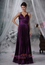 Plus Size Purple Column / Sheath Straps Floor-length Taffeta Beading Prom Dress